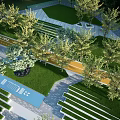 Beautiful Park Landscape Design With Green Trees Lush Lawns And Winding Paths