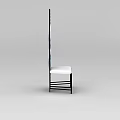 Elegant Chair With Black Frame White Seat And Landscape Painting Screen