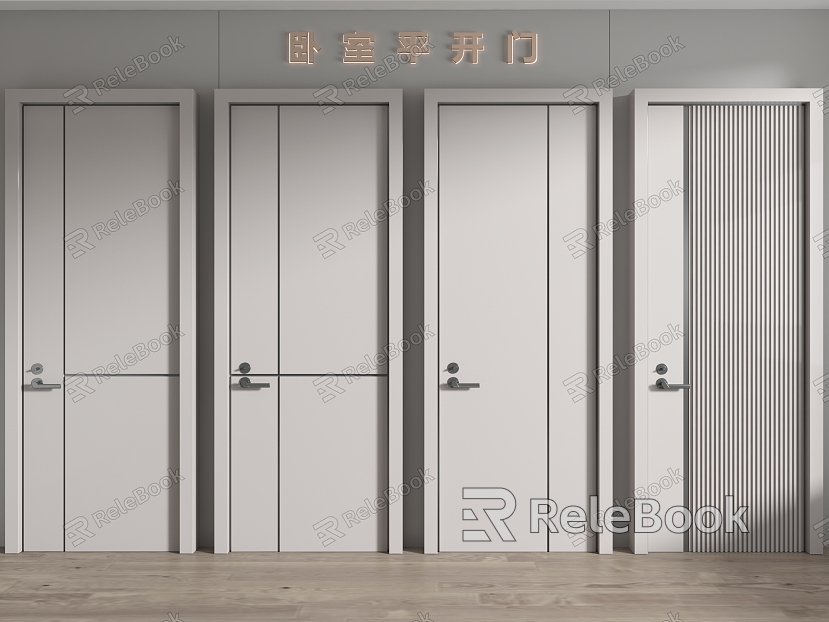 Bedroom Flat Door Solid Wood Door Grille Door Paint Door model