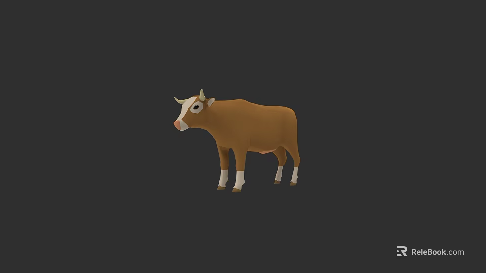 Realistic 3D Rendering of Brown Cow With White Face and Leg Markings 3d model 