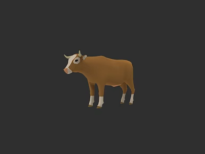 Realistic 3D Rendering of Brown Cow With White Face and Leg Markings 3d model