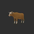 Realistic 3D Rendering of Brown Cow With White Face and Leg Markings