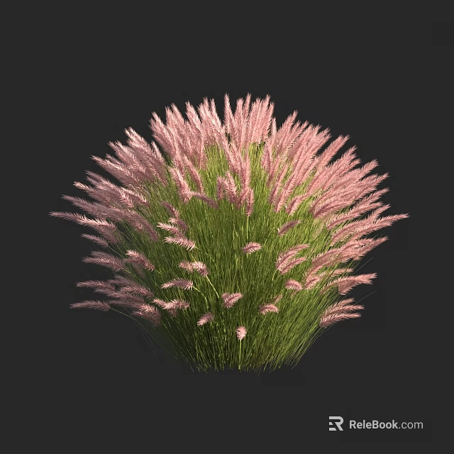 Round Shaped Decorative Plant With Pink Spike Flowers And Green Leaves 3d model 