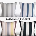 Decorative Striped Pillows In Different Colors For Home Decor 3d model