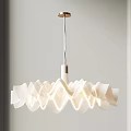 Elegant Modern Chandelier With Wave Shaped White Shades And Soft Lighting 3d model