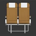 Comfortable Two Adjacent Seats Furniture With Brown Leather Upholstery White Headrests And Metal Frame