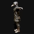 Hooded Character In Robe With Raven Beak Mask And Glowing Eyes Arms Outstretched