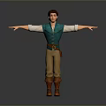 Man in Teal Vest White Shirt with Khaki Pants Brown Boots Arms Outstretched