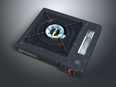 RHYMEA Gas Stove Kitchen Appliance With Single Burner And Control Knob 3d model