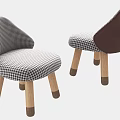 Stylish Accent Chairs with Black White Houndstooth Fabric Dark Brown Leather Backrest and Wooden Legs