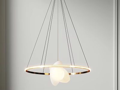 Modern Circular Chandelier with Metal Frame and White Shades for Contemporary Interior Spaces 3d model