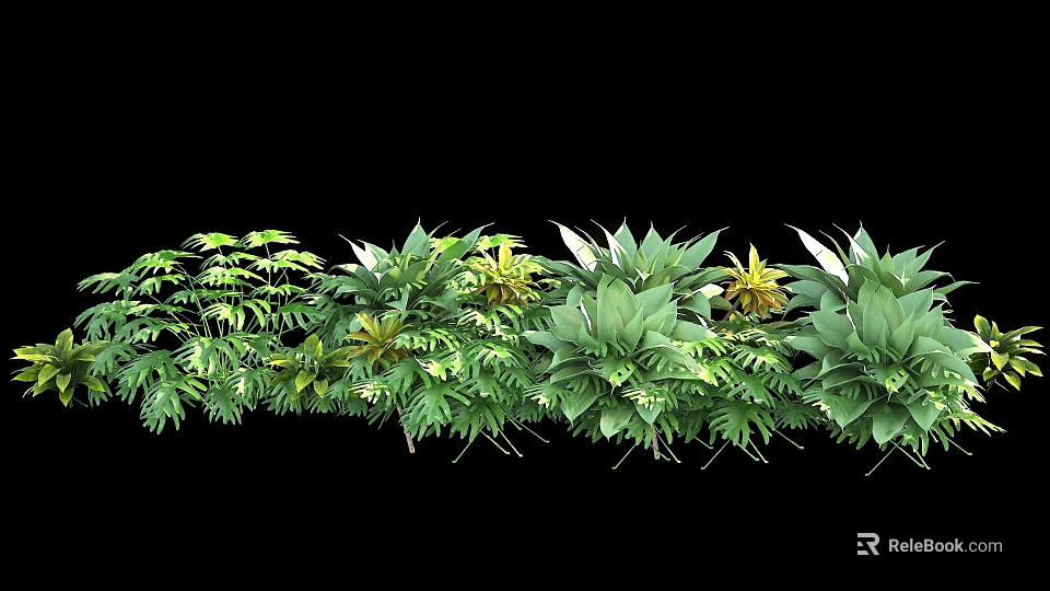 Different Types of Bushes with Lush Green Leaves and Vibrant Yellow Flowers for Garden Landscaping 3d model 