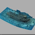 Old Sunken Ship As Water Transport In Blue Underwater Coral Reef Environment
