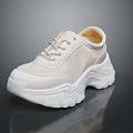 Beige Platform Sneakers With Thick Sole And Lace Up Design For Casual Wear