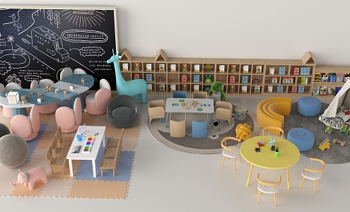 Modern Children's Table and Chair Children's Activity Room 3d model