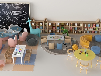 Modern Children's Table and Chair Children's Activity Room 3d model