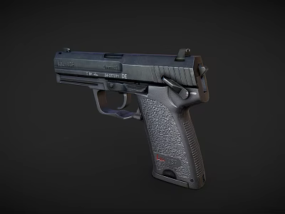 Black HK USP Semi Automatic Handgun With Tactical Grip And Metal Barrel 3d model
