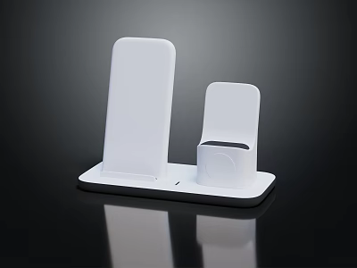 Modern White Charging Stand With Dual Holders For Phones And Devices 3d model