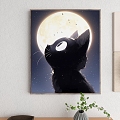 Decorative Painting Art Painting Abstract Painting Watercolor Painting Oil Painting Landscape Painting Animal Painting Photo Frame Photo Album Animal Cat Black Cat Painting Green Plant Wall 3d model