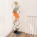 Modern Cream Balcony Washing Machine Trendy Coffee Table Potted Clock Bookshelf Sofa Curtain Floor-to-Floor Window 3d model