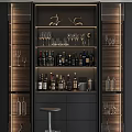 Modern Wine Cabinet Design With LED Lighting Wooden Shelves And Glass Doors