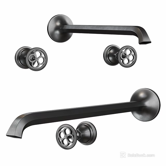 Contemporary Black Faucet Design Featuring Sleek Handle And Spout Components 3d model 