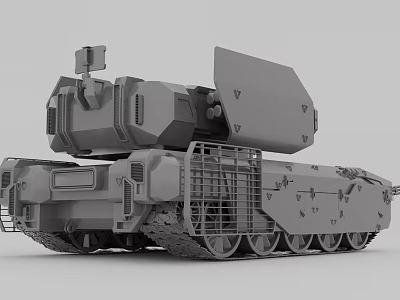 Modern Military Tank 3D Model With Turret Tracks Armor Grille And Top Equipment 3d model
