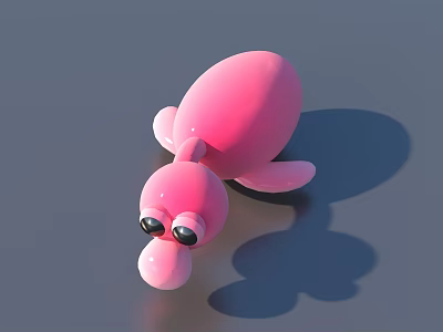 Cute Pink Doll with Big Black Eyes Soft Stuffed Toy for Kids Playtime 3d model