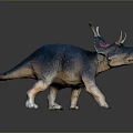 Realistic Triceratops Model With Blue Body Red Eyes And Textured Skin