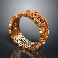 Exquisite Golden Ring With Intricate Hollow Floral Patterns And Decorative Design