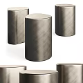Elegant Modern Cylindrical Side Tables With Textured Metallic Finish And Three Pieces