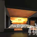 Modern Exhibition Hall Interior Design with Display Walls Lighting and Visitors