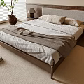 Quiet Double Bedside Cabinet Carpet Pillow Ornaments 3d model