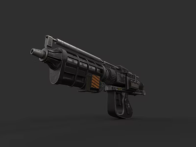 Futuristic Tactical Gun With Black Body Orange Accents Barrel And Grip Design 3d model