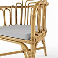 Natural Rattan Leisure Chair With Light Gray Cushion And Stylish Backrest For Cozy Home Decor