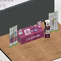 BIOMET 3i Exhibition Booth With Purple Tablecloth Roll Up Banners And Display Items