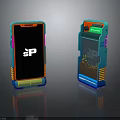 Modern Electronic Mobile Phones With Front Logo And Back Camera Module Colorful Borders 3d model