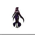Fantasy Female Character With Red Hair Floral Ornament And Bat Wing Inspired Purple Dress