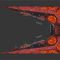 Red Themed Cartoon Scene Featuring Mechanical Structure Control Panel Circular Window And Glowing Details