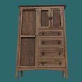Classic Wooden Wardrobe with Double Doors and Multiple Drawers Design