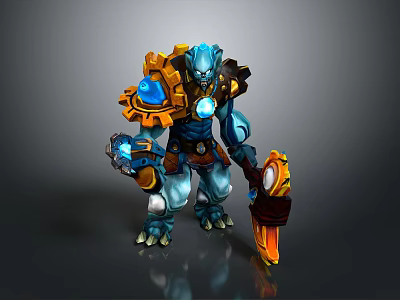 Blue And Yellow Mechanical Toy Robot With Playful Design For Kids Home Use 3d model