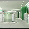 Modern Green Clothing Store Interior With Mannequins Racks And Green Plants