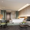 Modern Hotel Guest Room With King Bed Sofa Coffee Table And Writing Desk