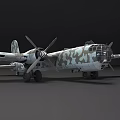 Camouflage Fighter Jet With Four Propellers And Transparent Nose Cabin