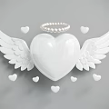 White Heart Shaped Decorative Inflatable with Wings Pearl Halo and Small Hearts
