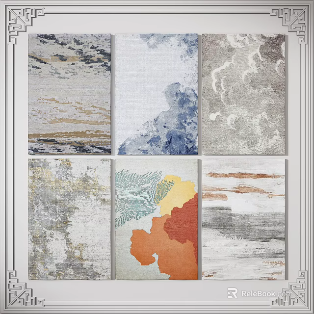 Various Square Rugs With Abstract Patterns And Colorful Modern Design Styles 3d model