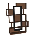 Modern Geometric Shelving Unit With Open Structure And Brown Black Finish 3d model