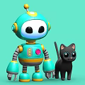 Robot and Cat Cartoon Robot Kitty Anime Characters 3d model