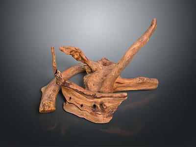 Natural Wooden Art Sculpture With Driftwood Branches And Organic Shape Design 3d model