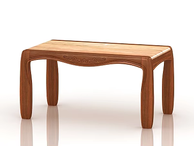 Classic Solid Wood Dining Table With Carved Details And Elegant Legs Design 3d model